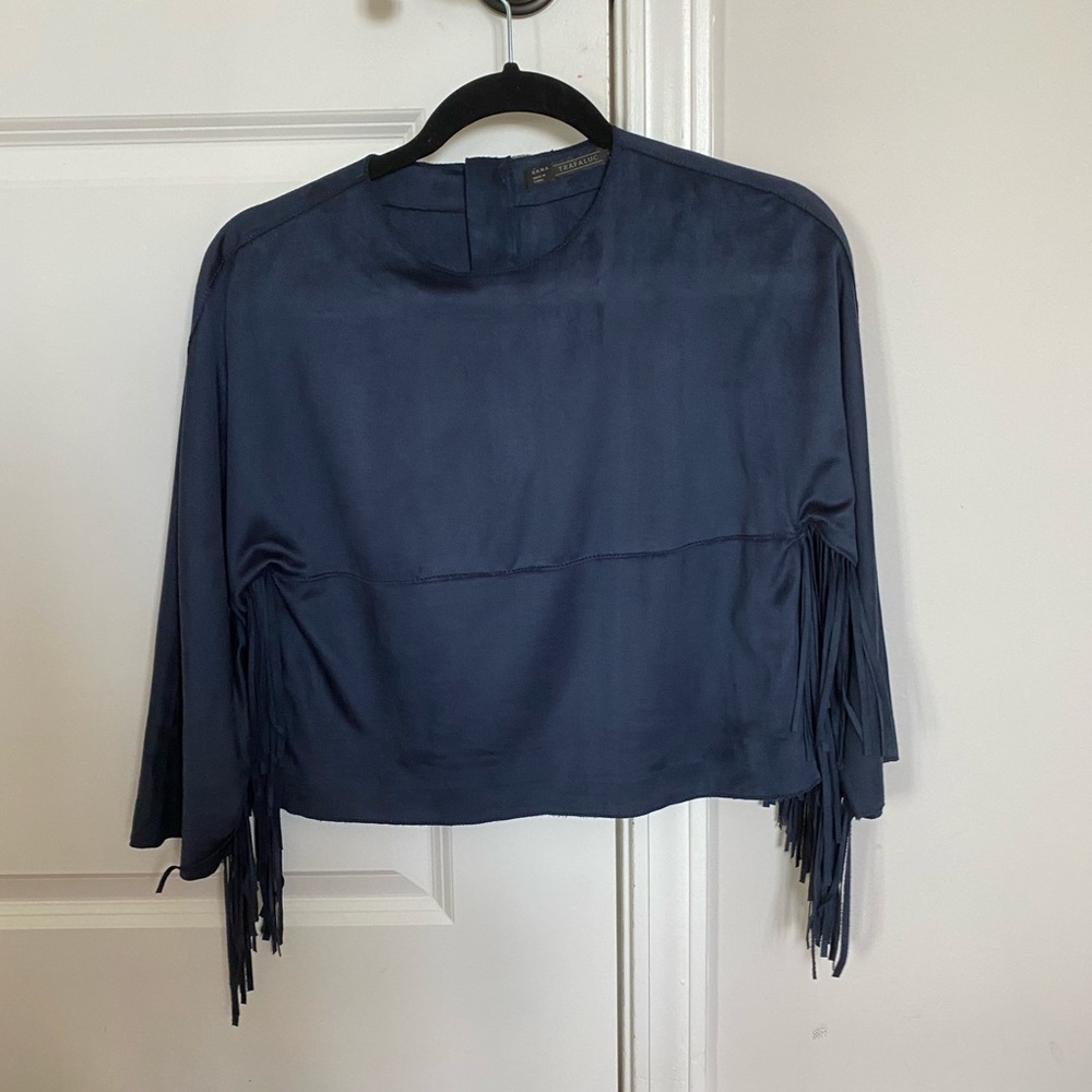 Zara Suede Fringe Top